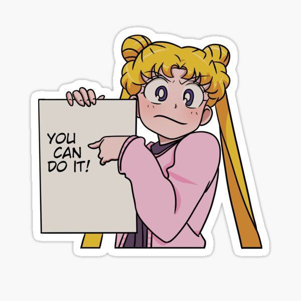 You Can Do It!" Sailor Moon Anime Motivational Aesthetic Sticker, Cute Cute Magical Girl Quote Decal for Laptop, Water Bottles, Journaling, Scrapbooking, and Planners