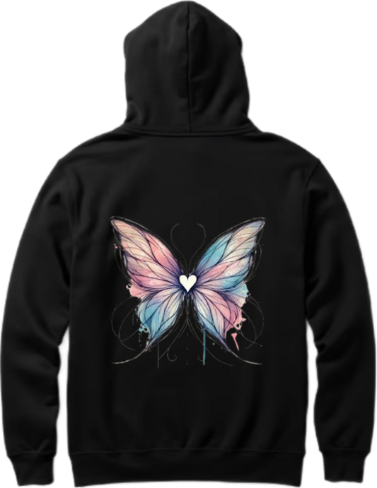 butterflies Oversize Hoodie Black Back 24