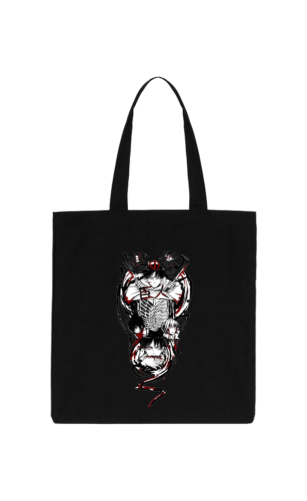 Anime Attack on titan shingeki no kyojin Aot Black tote bag 24