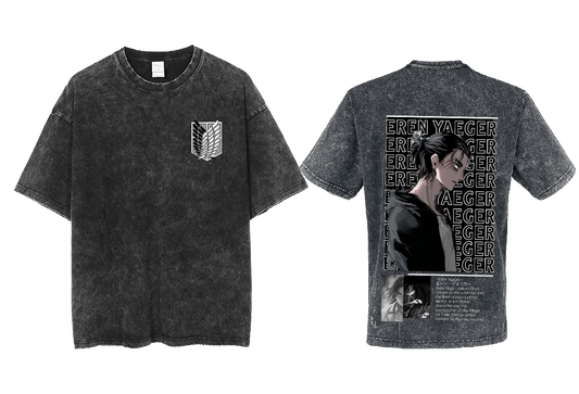 Anime Attack on titan shingeki no kyojin eren levi mikasa Aot Oversize t- shirt Washd acid back 24