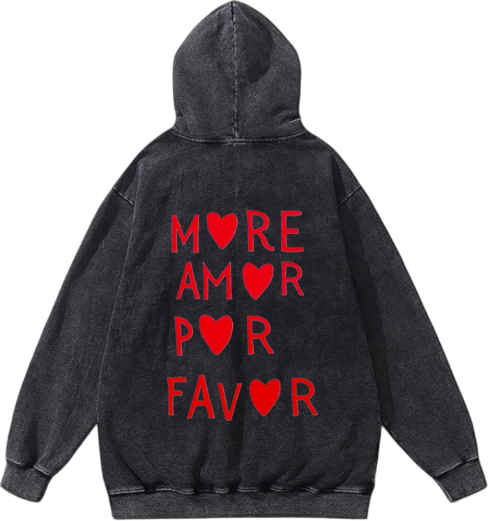 VaIentine coupIe Oversize  Hoodie Washed gray Back 24
