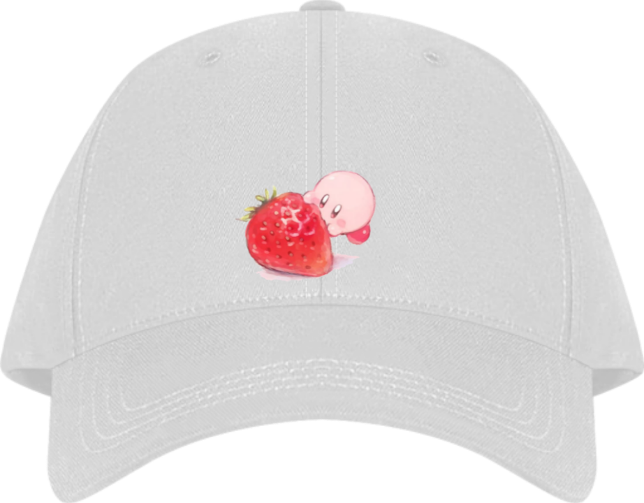 Cute Anime Kirby Baseball Cap, Kawaii Pink Character White Dad Hat, Adjustable Y2K Streetwear Sun Cap for Women and Men 24