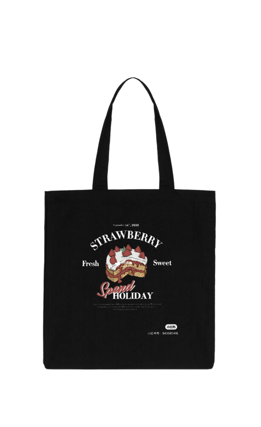 STRAWBERRY tote bag Black 154