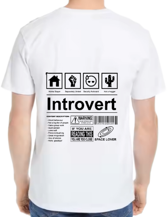 Introvert Back text One Size t- shirt White Back 24