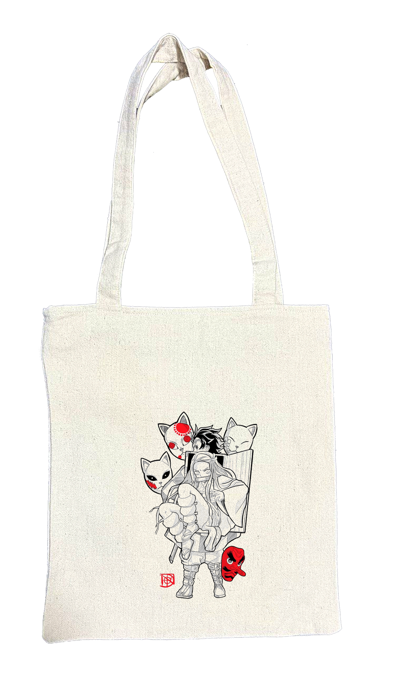 Anime Demon slayer nezuko tanjiro tote bag Beige 24