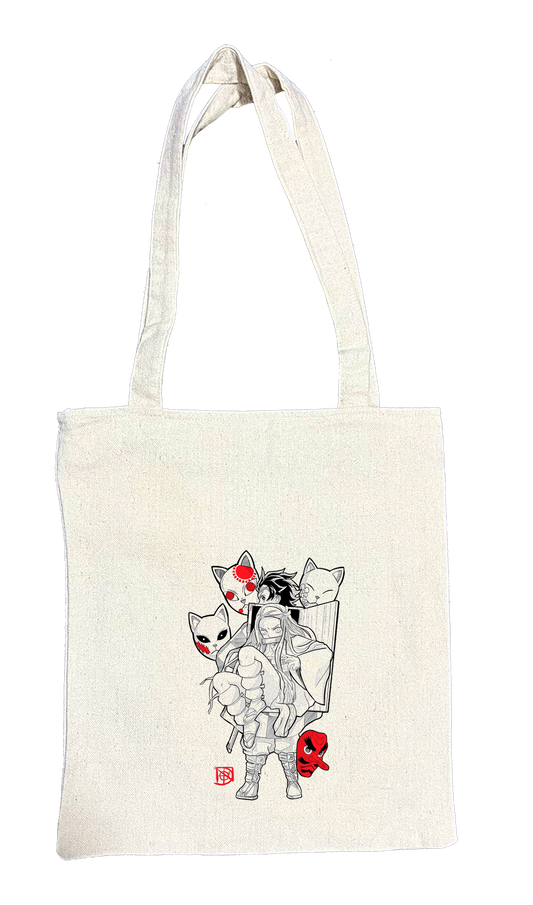Anime Demon slayer nezuko tanjiro tote bag Beige 24