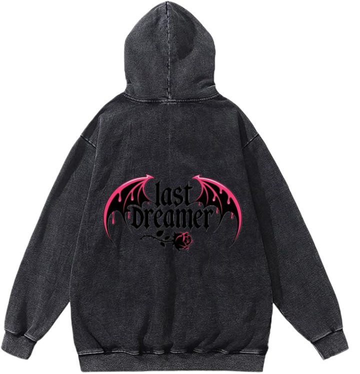 Goth Oversize  Hoodie Washed gray Back 24