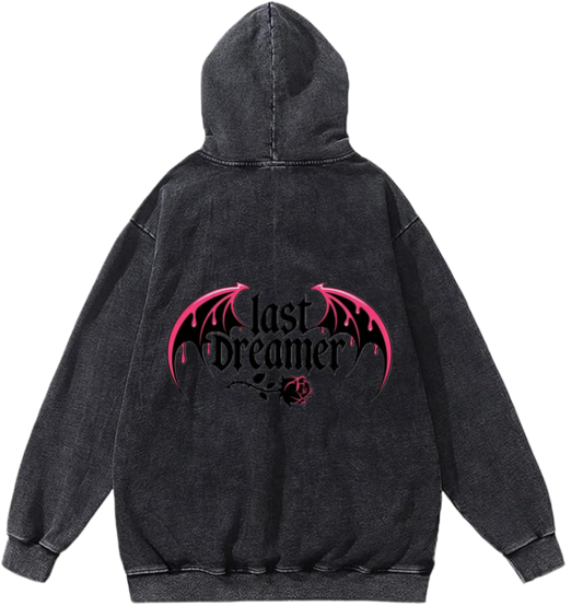 Goth Oversize  Hoodie Washed gray Back 24