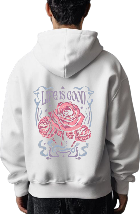 Life is Good Over Size hoodie White Back 74