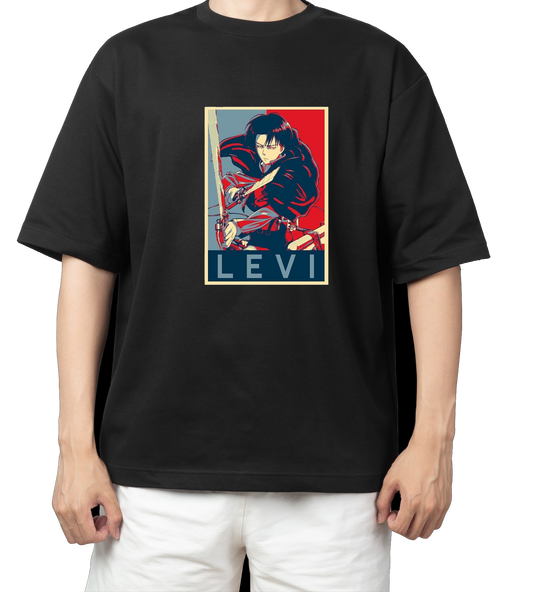 Anime Attack on titan shingeki no kyojin eren levi mikasa  Aot black Oversize  t- shirt 25