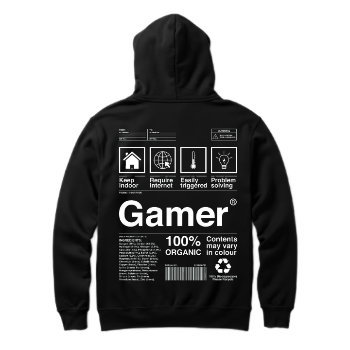 Gamer Back text oversize hoodie back 24