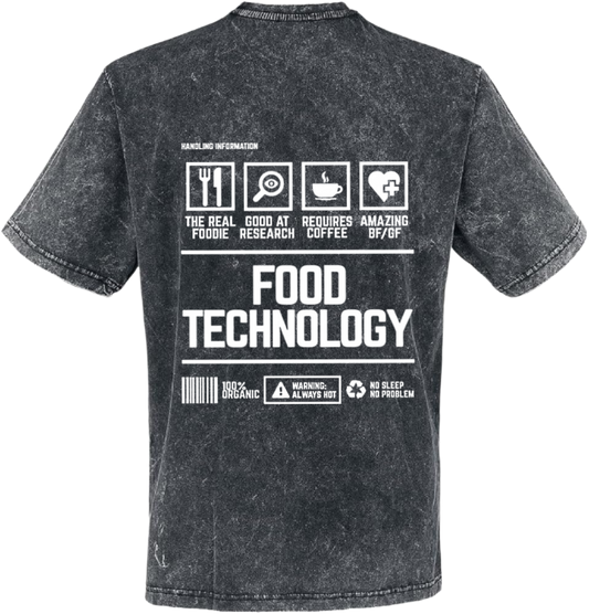 FOOD TECHNOLOGY Back text One Size t- shirt Washed Back 103