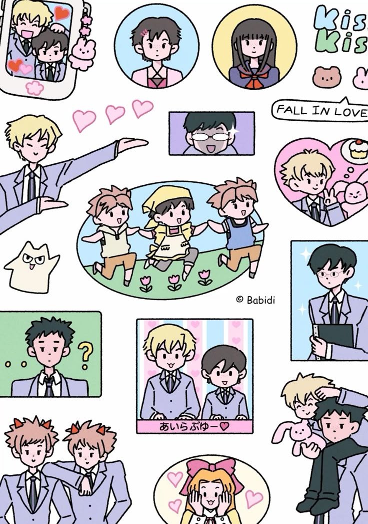 Ouran High School Host Club Stickers Pack, Cute Anime Indie Aesthetic Decals, Hitachiin Twins, Tamaki, and Haruhi Theme Stickers for Journaling, Scrapbooking, Water Bottles, Laptop, and Planners