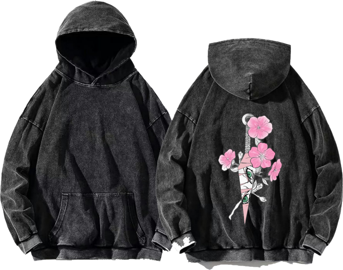 Pink cherry blossoms One Size hoodie Washed Back 25
