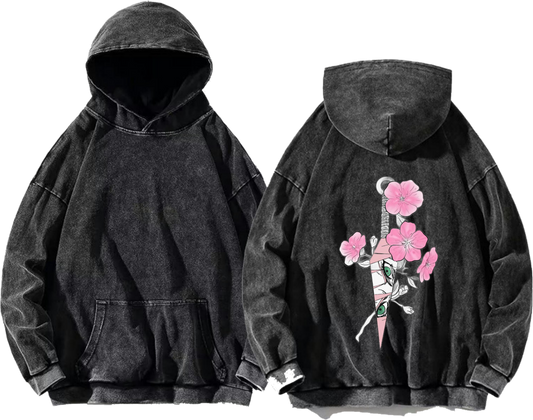 Pink cherry blossoms One Size hoodie Washed Back 25