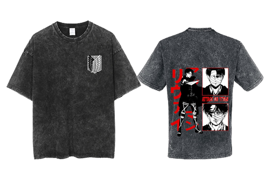 Anime Attack on titan shingeki no kyojin eren levi mikasa Aot Oversize t- shirt Washd acid back 25