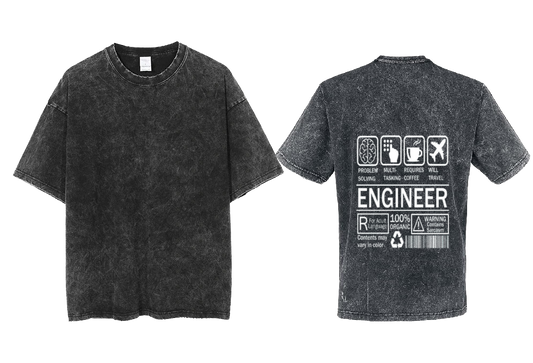 ENGINEER Back text One Size t- shirt Washed Back 25