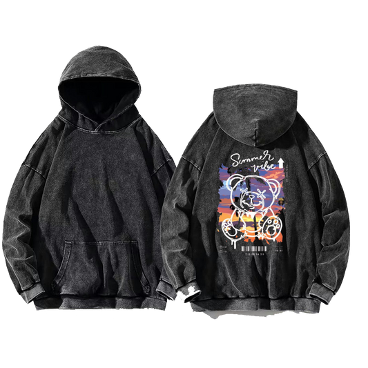Summer vibe Back text oversize hoodie Washed back 25