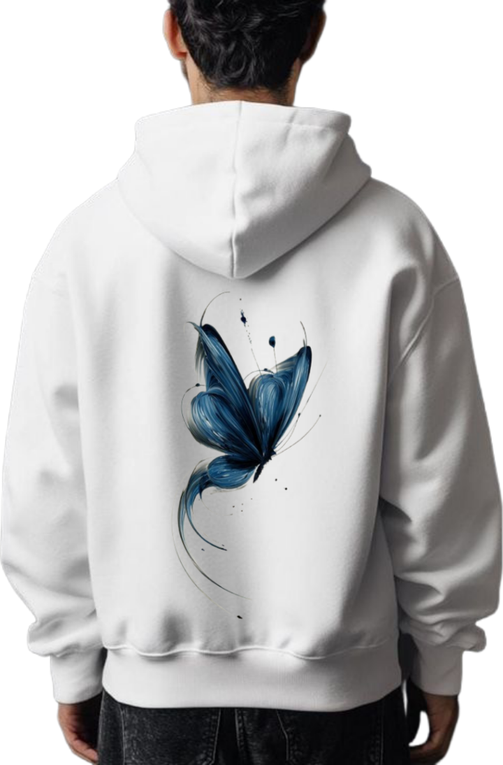 butterflies Oversize Hoodie White Back 25