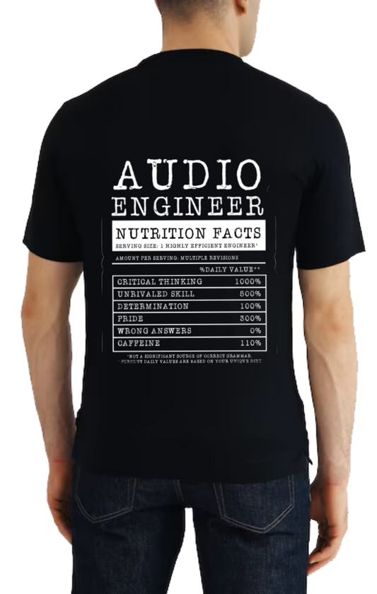 AUDIO ENGINEER Back text One Size t- shirt Black Back 138