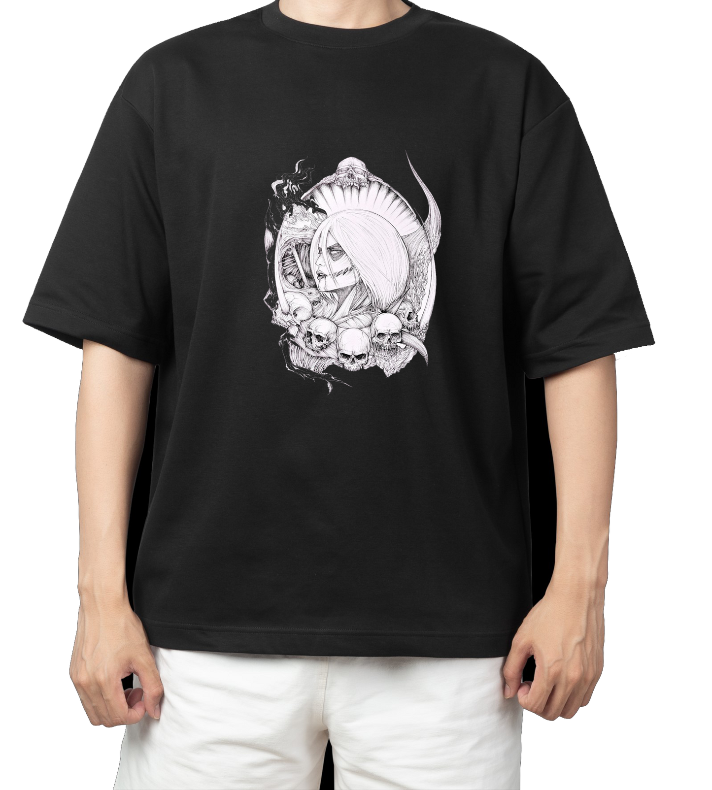 Anime Attack on titan shingeki no kyojin eren levi mikasa  Aot black Oversize  t- shirt 24