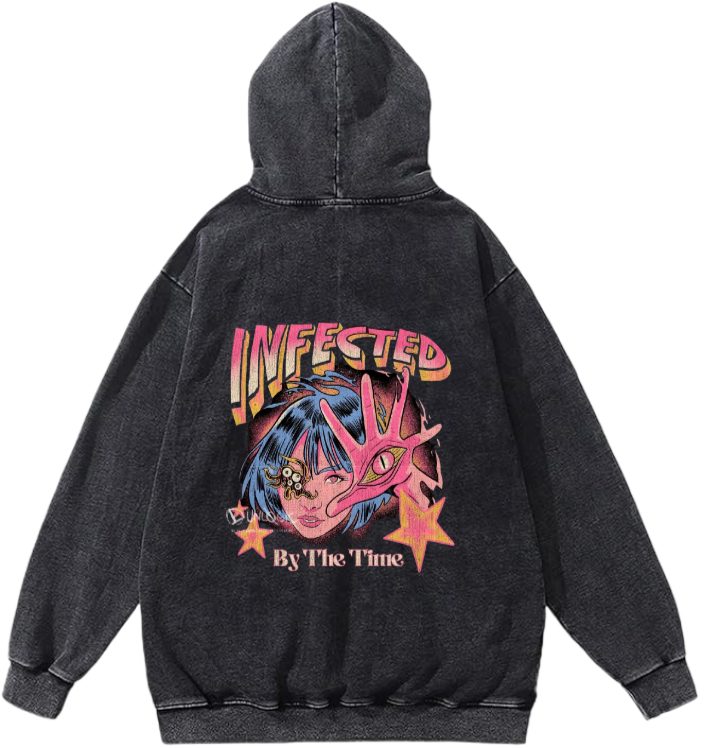 aliens Oversize Hoodie Washed gray Back 25