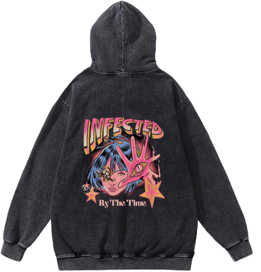 aliens Oversize Hoodie Washed gray Back 25