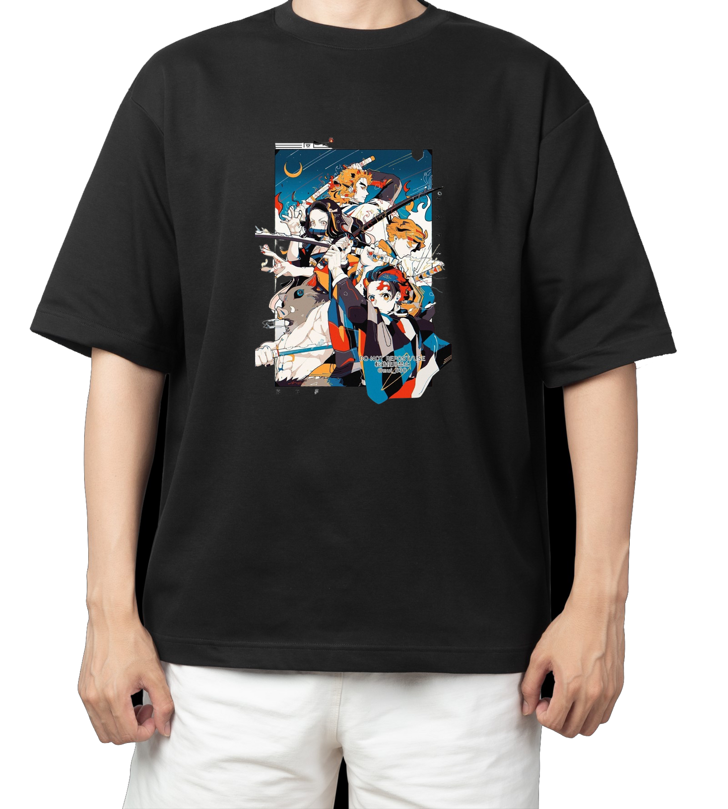 Anime Demon slayer nezuko tanjiro t- shirt Oversize Black 25
