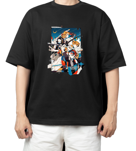 Anime Demon slayer nezuko tanjiro t- shirt Oversize Black 25