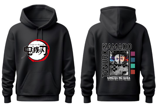 Anime Demon slayer nezuko tanjiro Oversize Hoodie Black 25