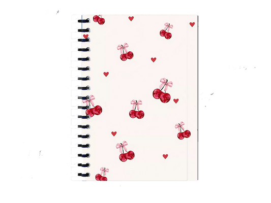 Notebook Watercolor cherry and hearts 25