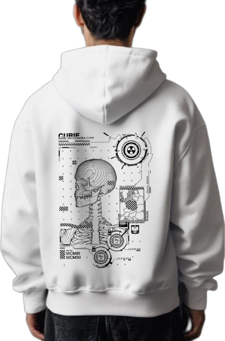 CURIE Back text oversize hoodie White back 25