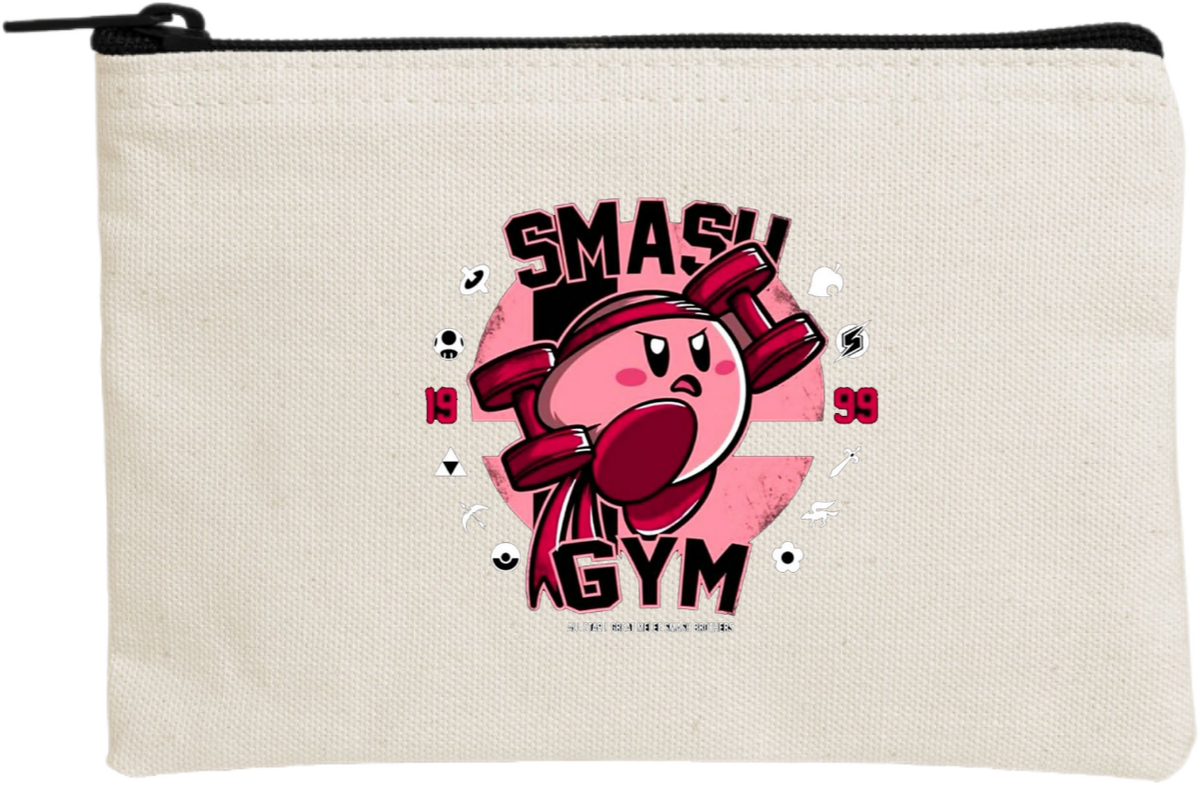 Kawaii Cute Kirby Canvas Makeup Pouch, Aesthetic Pink Anime Character Small Zipper Makeup Bag, Pencil Case, Travel Toiletry Pouch for Women and Girls 25