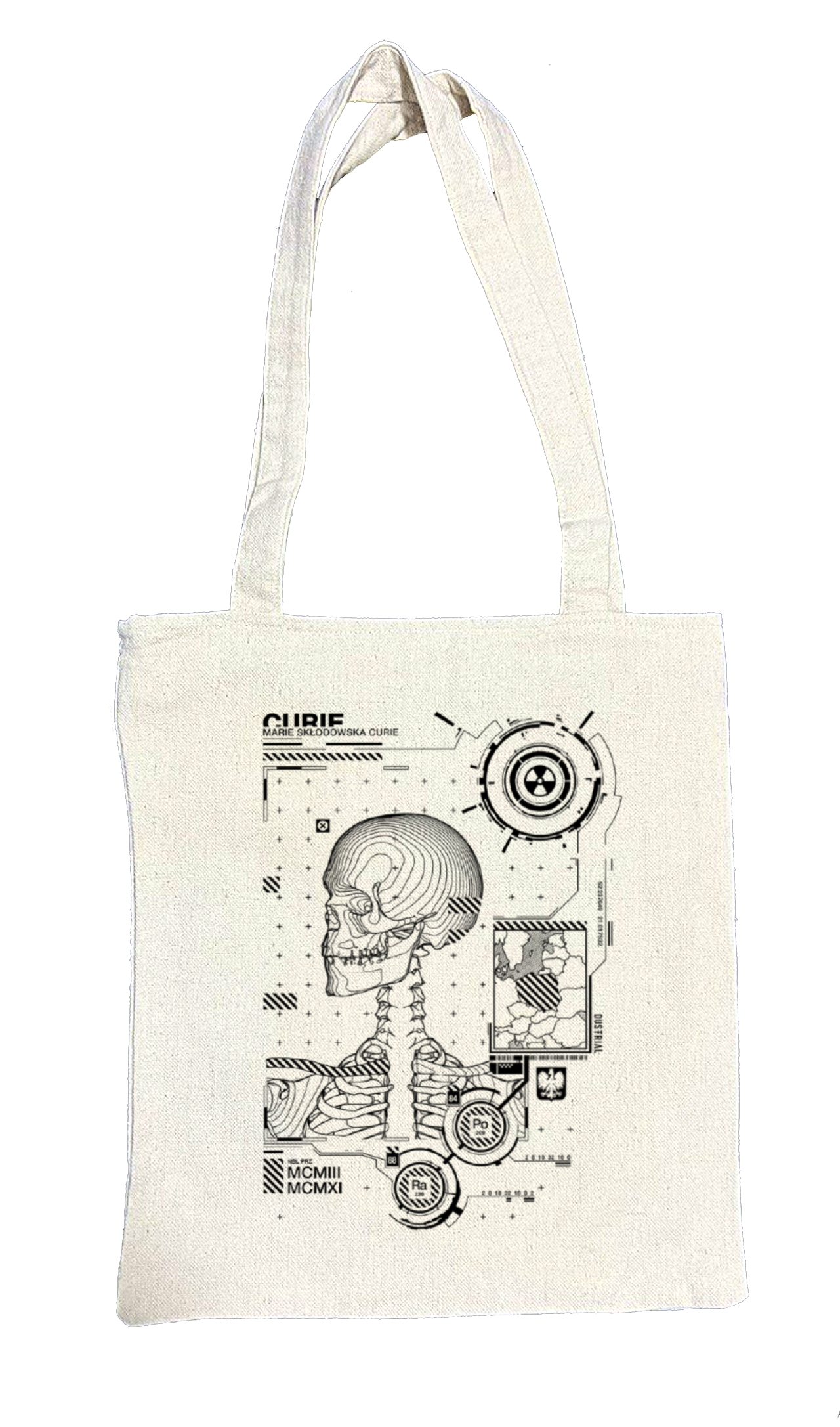 CURIE Back text tote bag beige 25