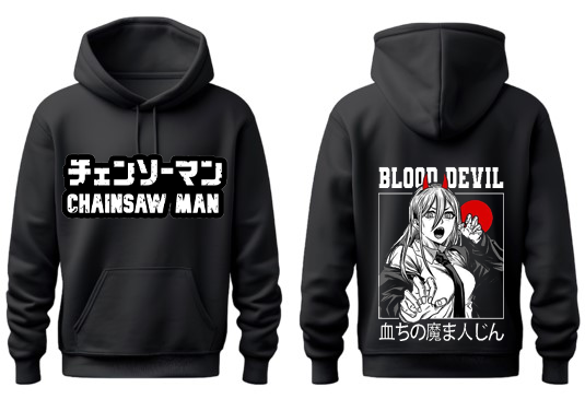 Chainsaw Man One Size hoodie Black Back 25
