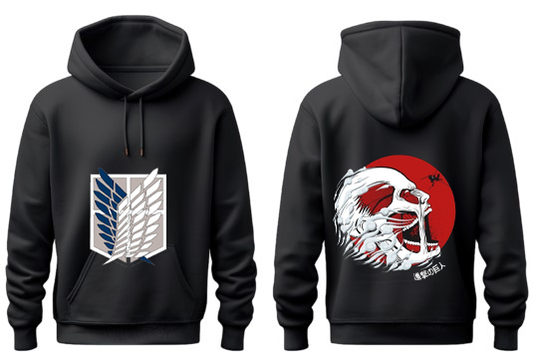 Anime Attack on titan shingeki no kyojin eren levi mikasa Aot Black Oversize HOODIE back 25