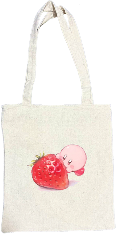 Kawaii Cute Kirby Canvas Tote Bag, beige Aesthetic Pink Anime Character Reusable Shopping Bag, Large Grocery Bag, Book Tote for Women and Girls 26