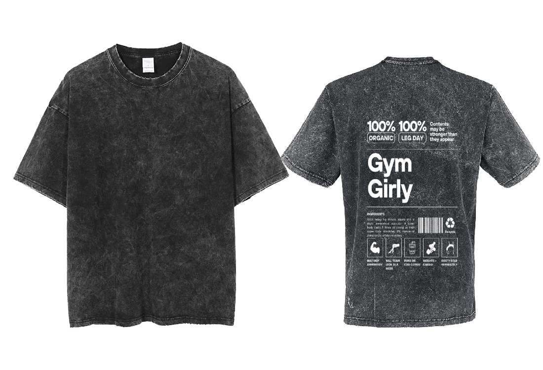 Gym Girly Back text One Size t- shirt Washed Back 26