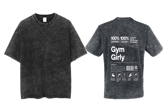 Gym Girly Back text One Size t- shirt Washed Back 26