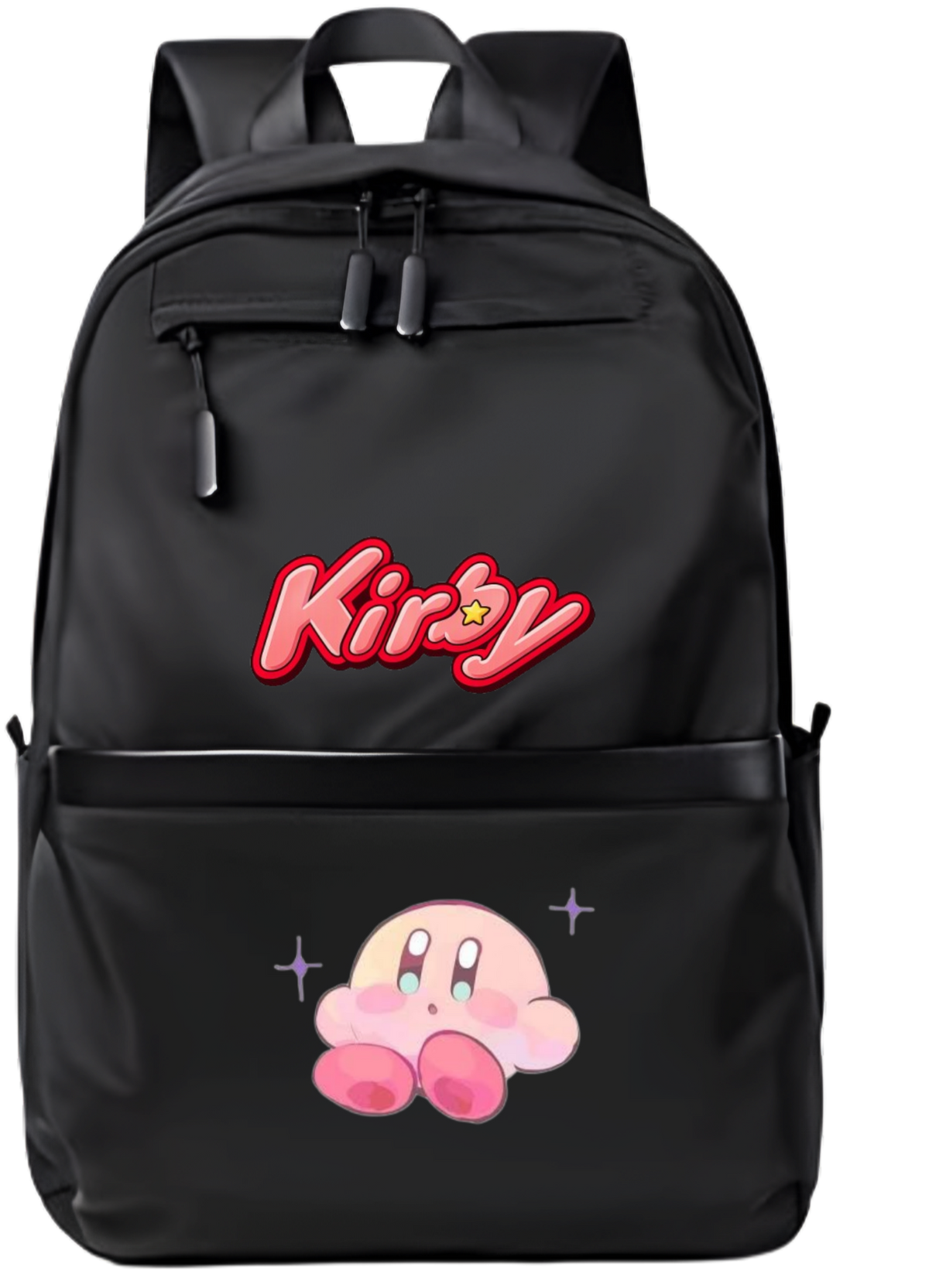 Kirby Backpack for Kids Teens, Cute Anime Cartoon Black School Bag, Casual Daypack Travel Bookbag for Boys and Girls 26