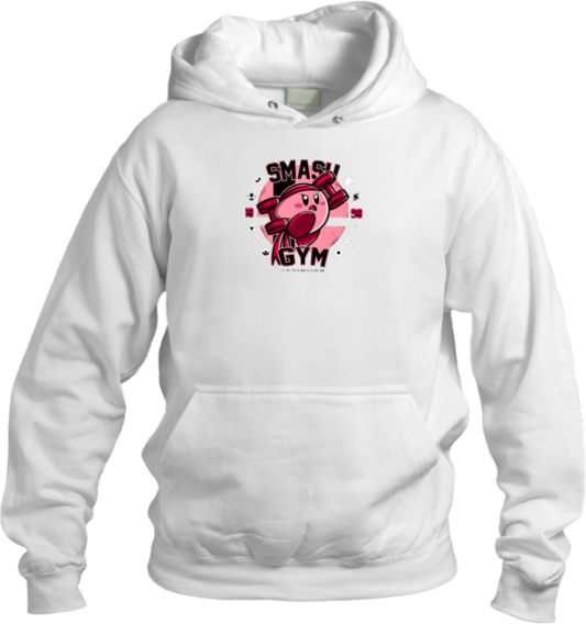 Cute Pink Anime Kirby Character Graphic Hoodie for Women and Men, Kawaii Cartoon White Pullover Sweatshirt 26