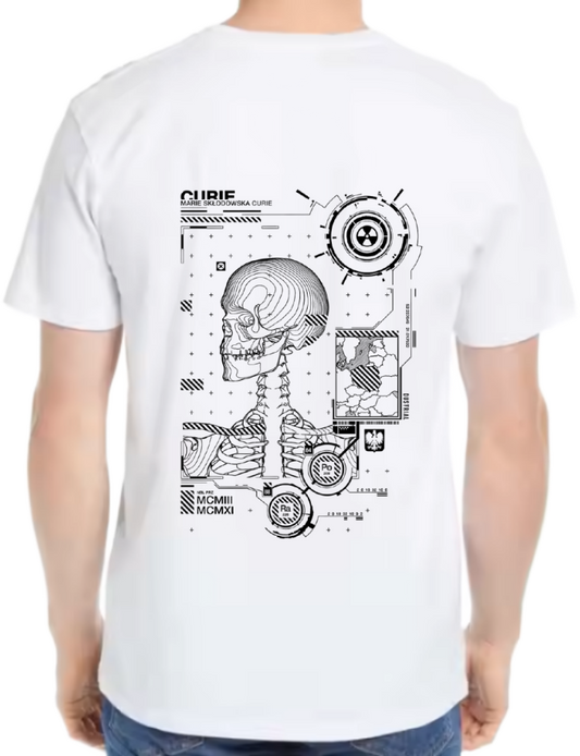 CURIE Back text One Size t- shirt White Back 26