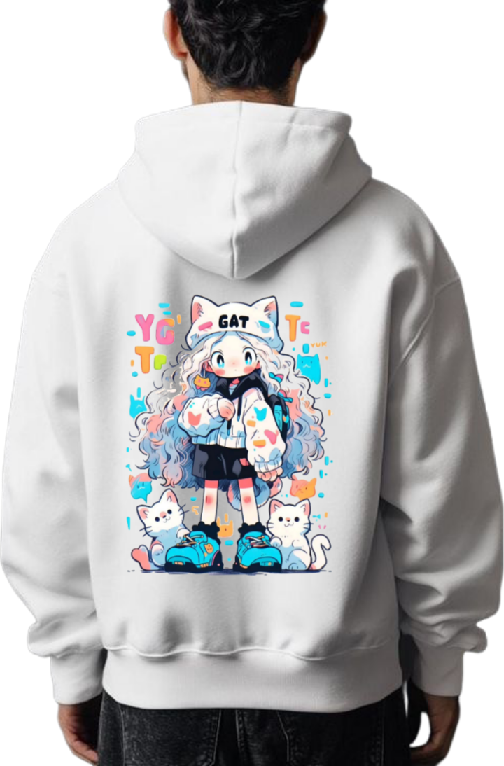 Chibi Over Size hoodie White Back 99