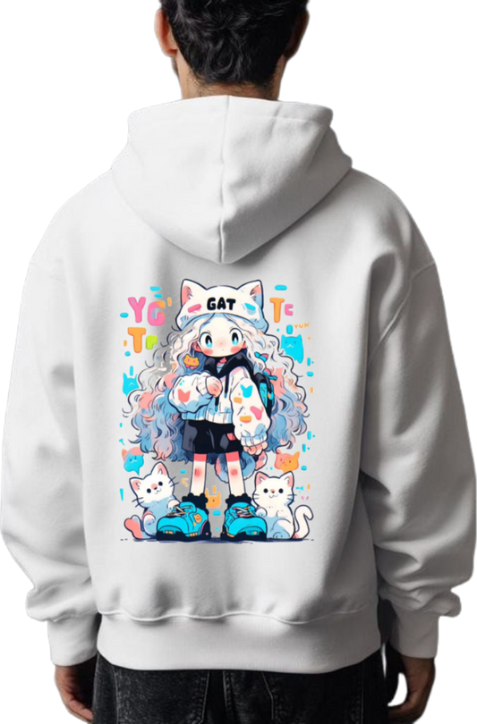 Chibi Over Size hoodie White Back 99