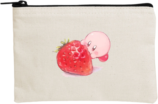 Kawaii Cute Kirby Canvas Makeup Pouch, Aesthetic Pink Anime Character Small Zipper Makeup Bag, Pencil Case, Travel Toiletry Pouch for Women and Girls 26