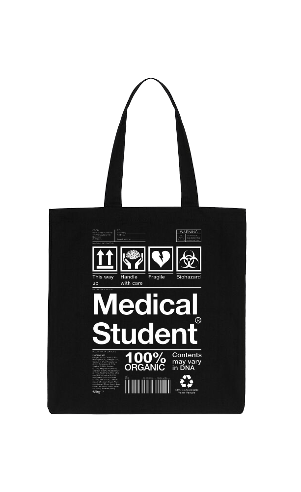 Medical Student Back text tote bag Black 23