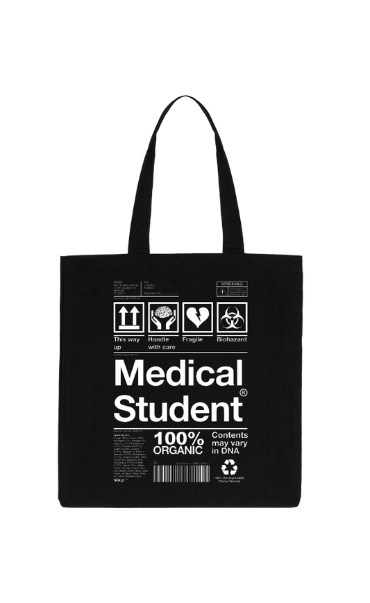 Medical Student Back text tote bag Black 23