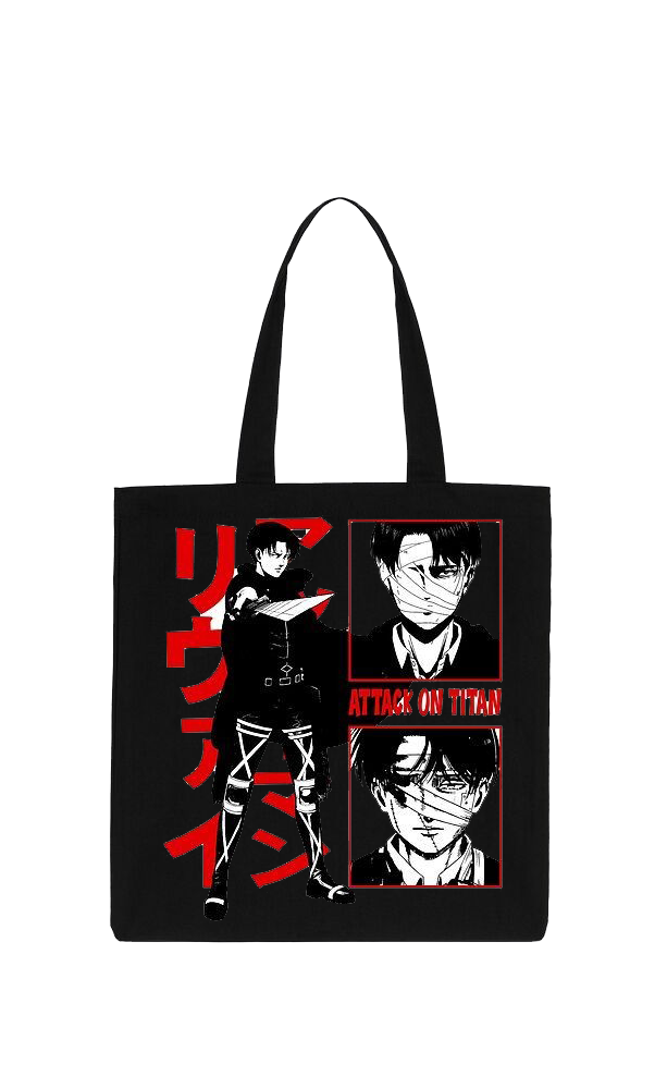 Anime Attack on titan shingeki no kyojin Aot Black tote bag 25