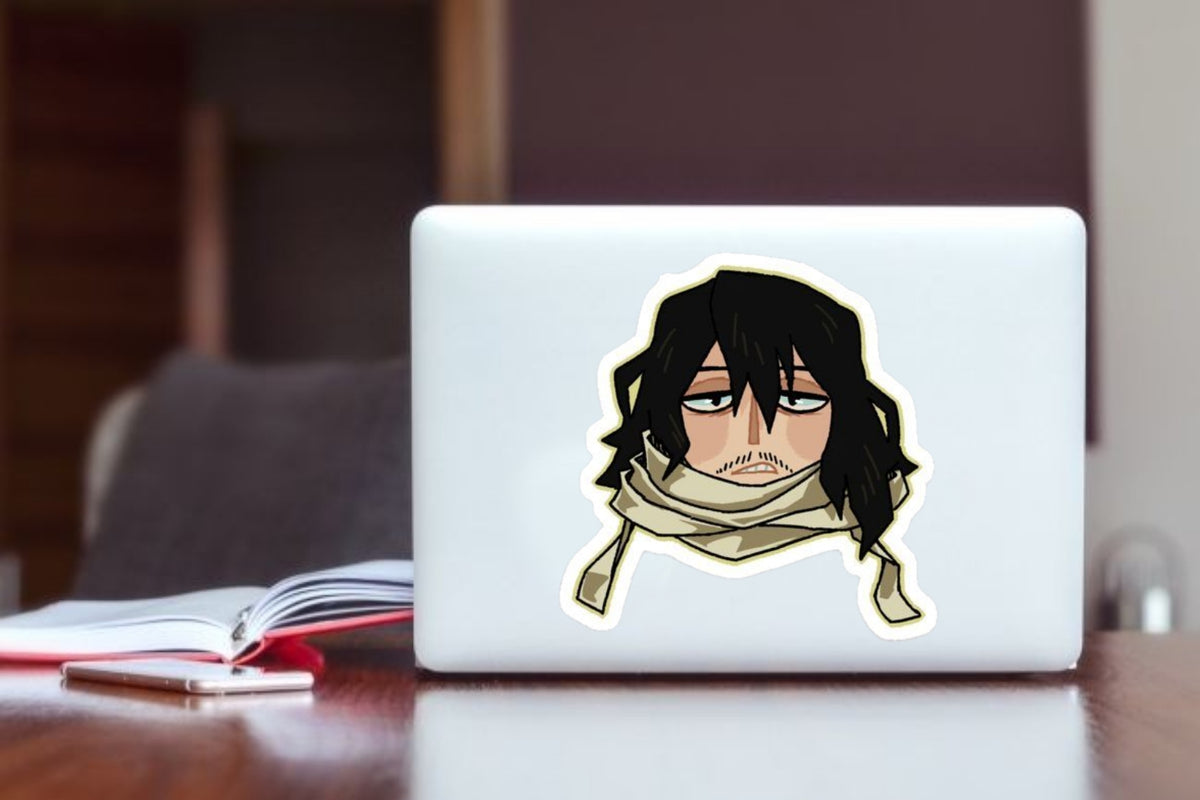 "My Hero Academia Shota Aizawa Anime Sticker, Waterproof Vinyl Funny Decal for Laptop, Water Bottle, Hydro Flask, Skateboard, Luggage, Kawaii Eraser Head Merchandise Gifts