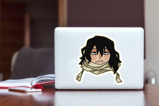 "My Hero Academia Shota Aizawa Anime Sticker, Waterproof Vinyl Funny Decal for Laptop, Water Bottle, Hydro Flask, Skateboard, Luggage, Kawaii Eraser Head Merchandise Gifts